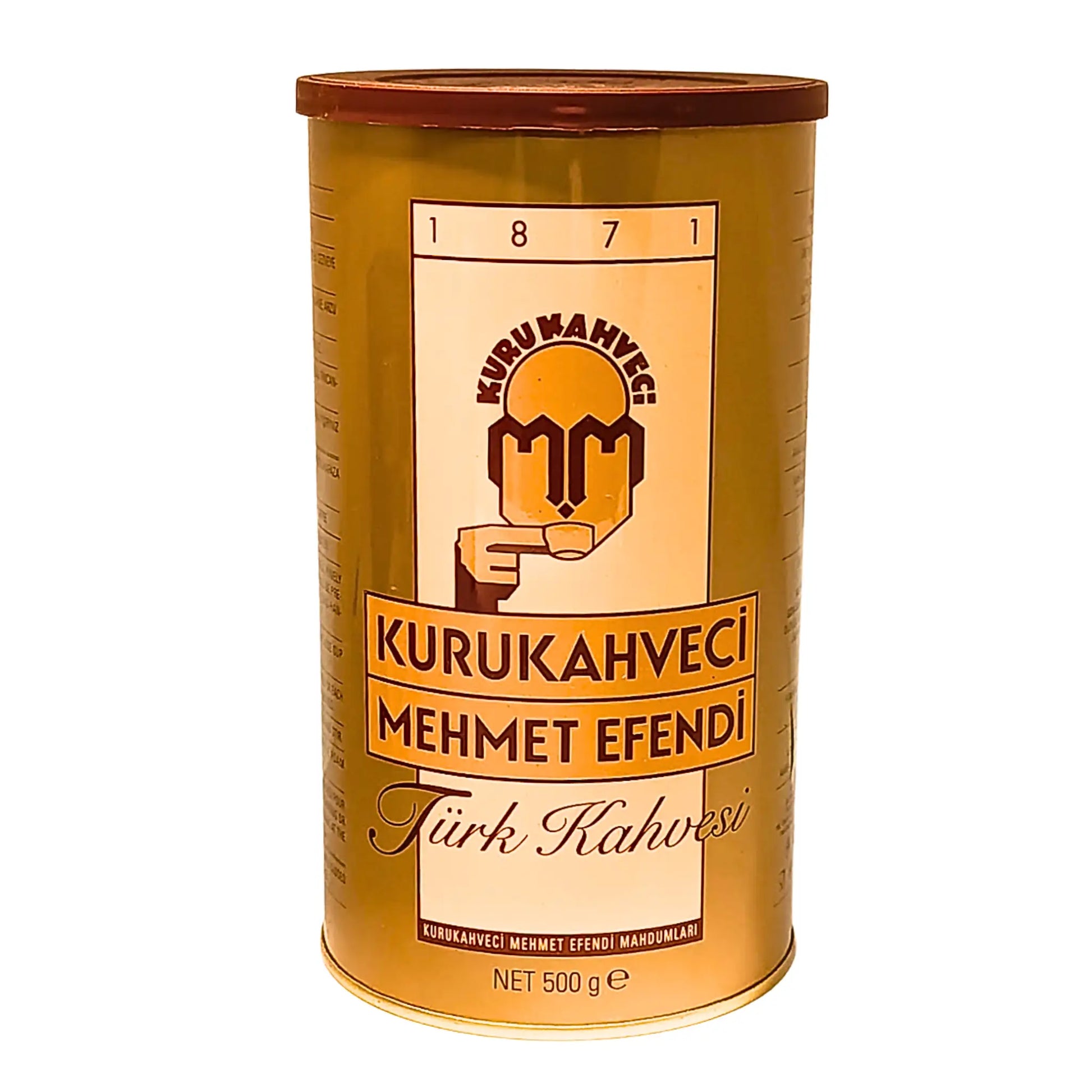 Kultainen purkki Kurukahveci Mehmet Efendi -turkkilaista kahvia 500 g, itämainen kahvi.