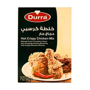 Durra Hot Crispy Chicken Mix rapeaan ja mausteiseen kanaan, pakkaus jossa kuva paistetusta kanasta ja chilistä