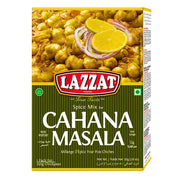 Lazzat Chana Masala -mausteseos 100 g kikeripapujauhelihakastikkeen valmistukseen, värikäs paketti sitruunan ja sipulin kuvilla