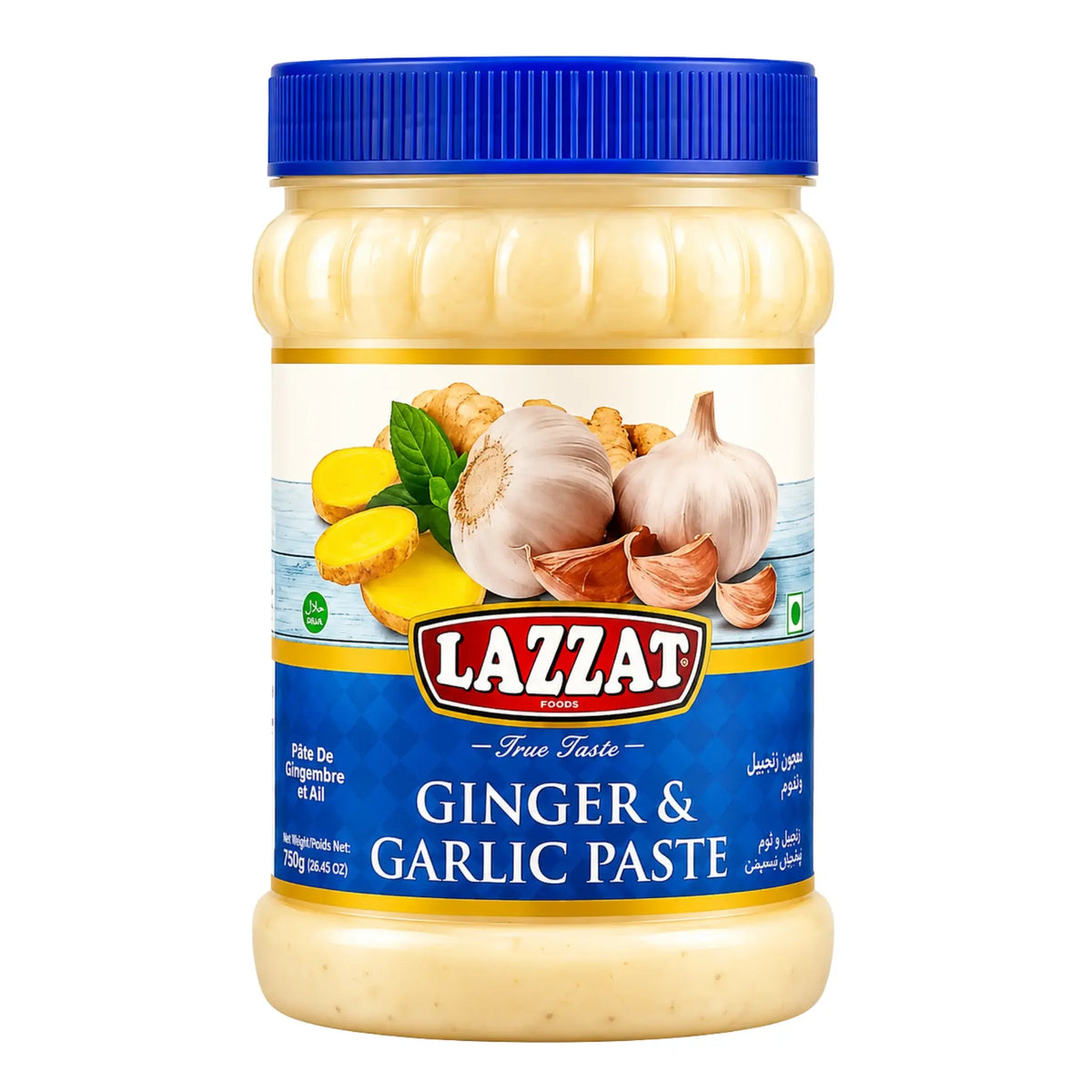 Stor plastburk med Lazzat Ginger Garlic Paste Mix 750g – puré av ingefära och vitlök