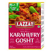 Mausteseos Karahi Fry Goshtille, Lazzat, 100 g, valmisruoan kuva ja kaksi pussia pakkauksessa
