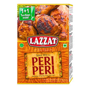 Lazzat Peri Peri -maustesekoitus 100 g, värikäs pakkaus, jonka etupuolella on grillattu kana.