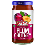 Lasipurkki Lazzat luumuchutney 430 g, etiketissä kuva luumusta