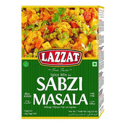 Lazzat Sabzi Masala -mausteseos 100 g kasvisruokien valmistukseen, vihreä tausta pakkauksessa