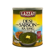 Lazzat Desi Sarson Ka Saag 800 g:n purkki, pakistalainen ruokaseos sinappilehdillä, itämaista ruokaa.