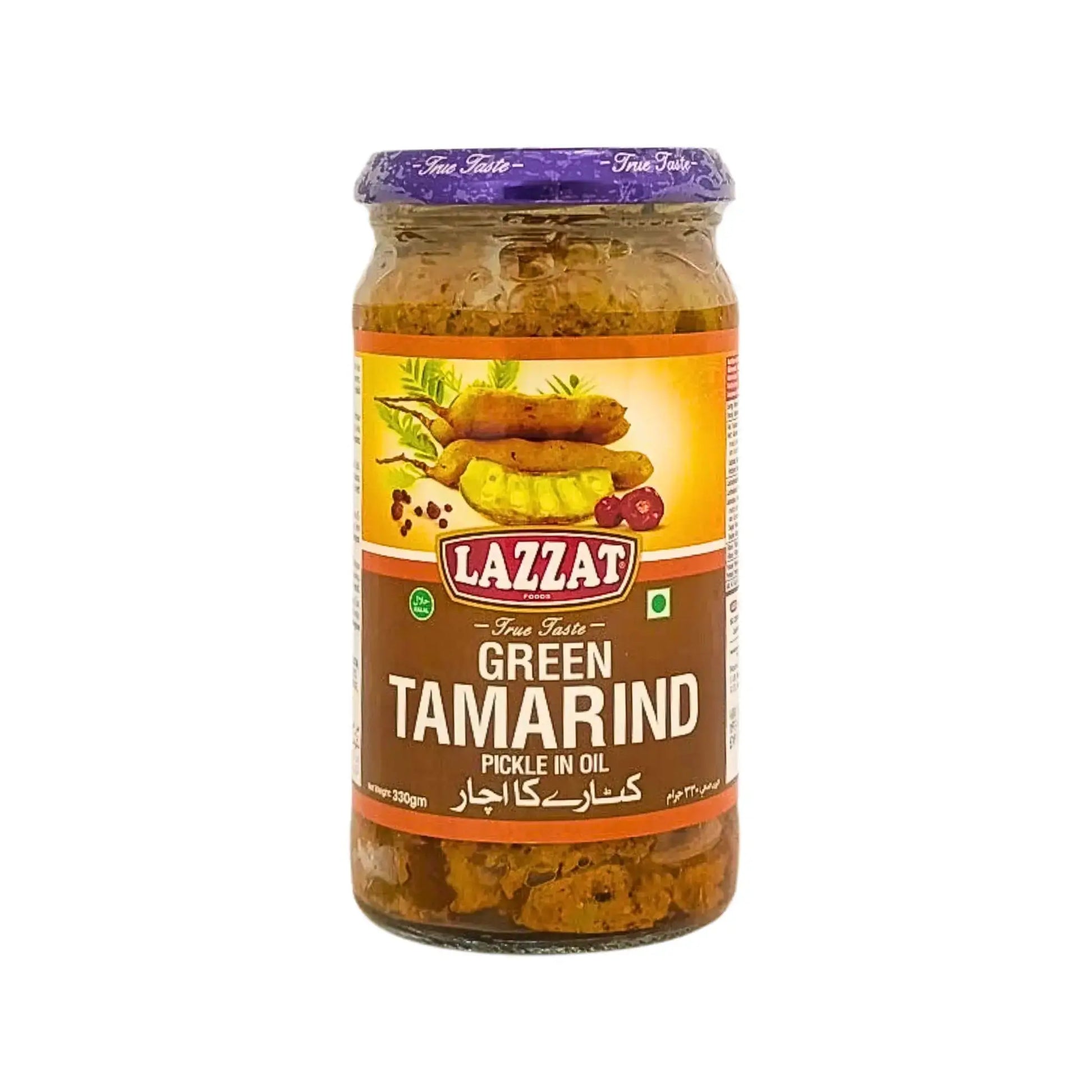 Lasipurkki Lazzat Green Tamarind Pickle öljyssä, intialainen chutney vihreällä tamarindilla, 430 g