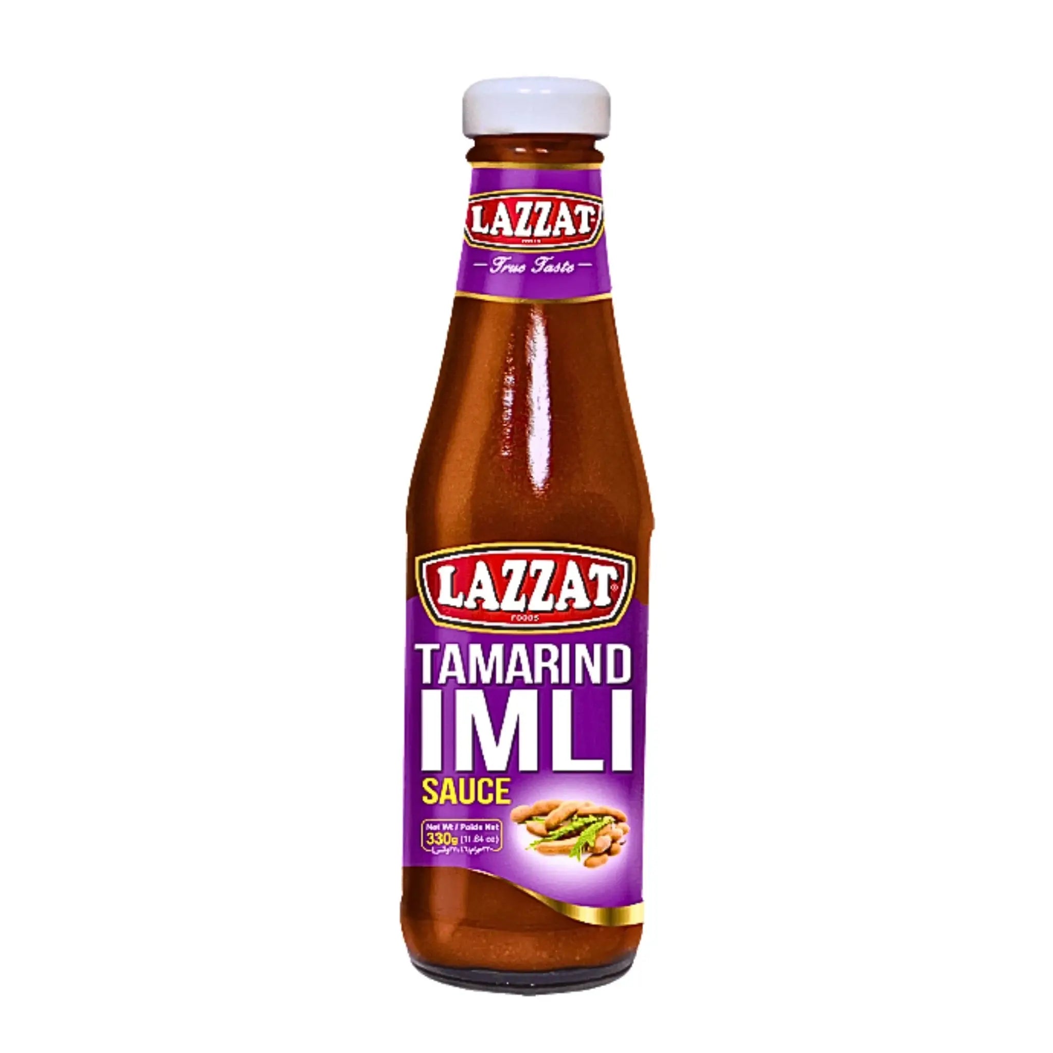 Pullo, jossa on Lazzat tamarind imli -kastike 330 g, itäinen mauste.