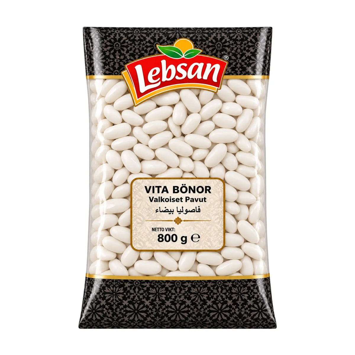 Lebsan vita bönor i genomskinlig påse, 800 g