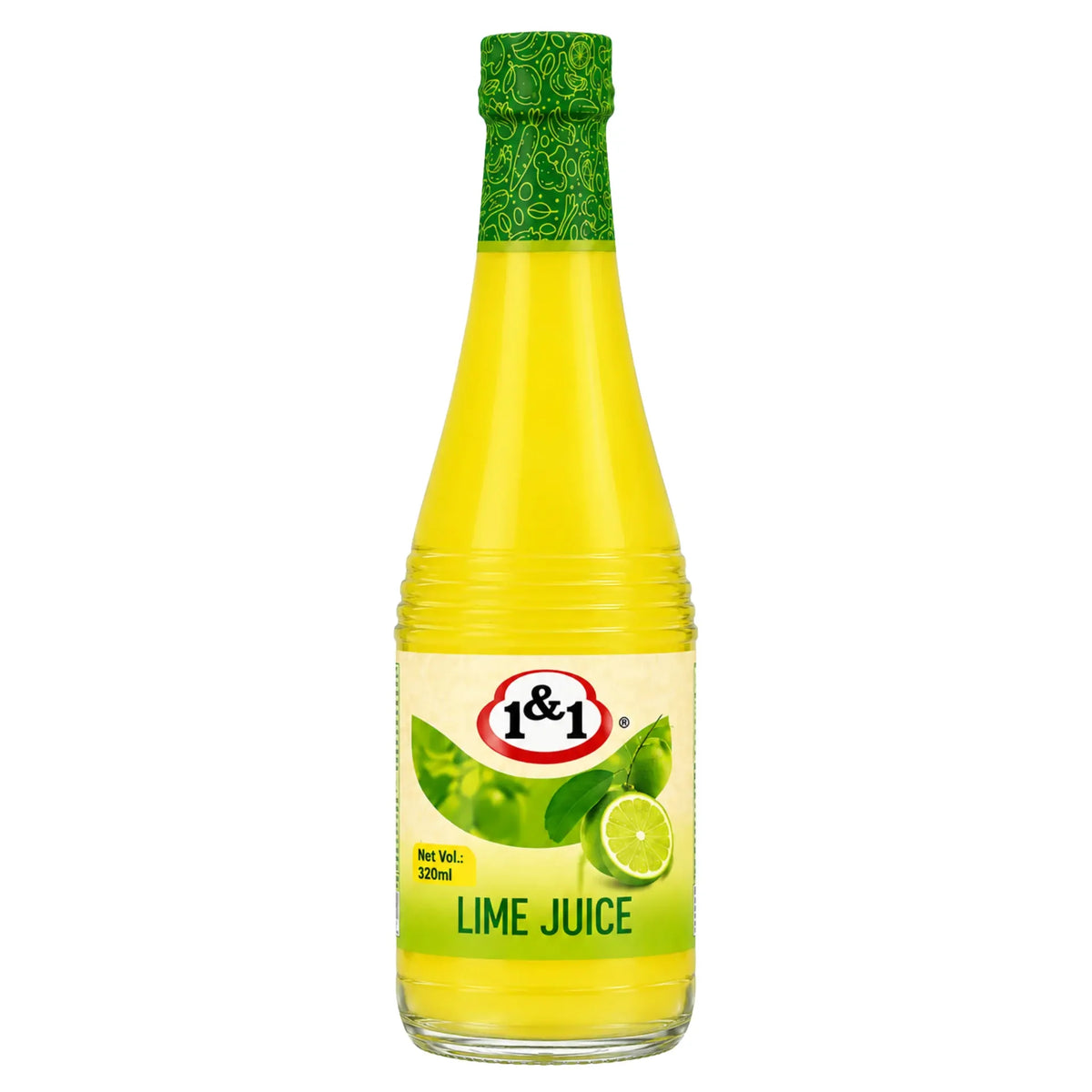 Flaska limejuice 320 ml med etikett och kork