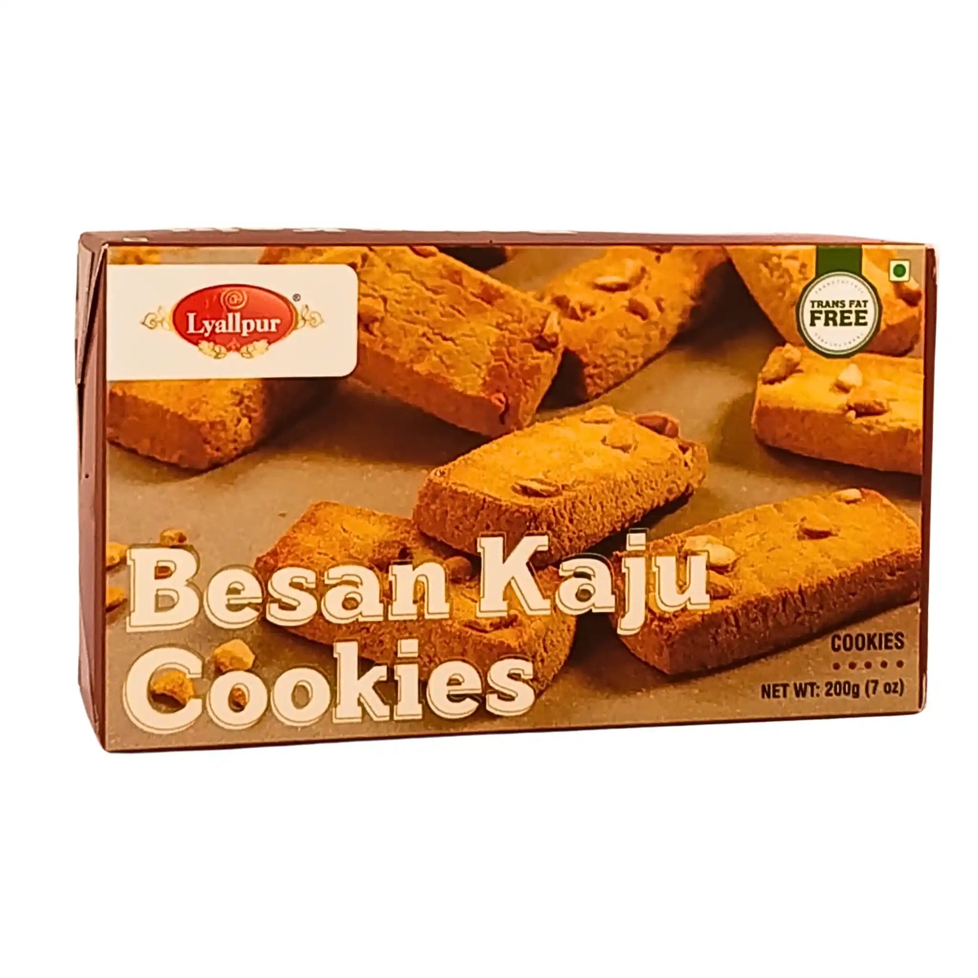 Pakkaus Besan Kaju -keksejä, suorakaiteen muotoisia keksejä cashewpähkinöillä, 200g