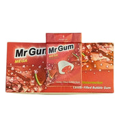 Mr Gum Mega purukumi vesimelonimaisteen, pakkauksessa punaisia ja vihreitä yksityiskohtia