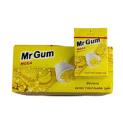Mr Gum MEGA banaanipurettava täytteellä, keltainen pakkaus banaanimotiivilla