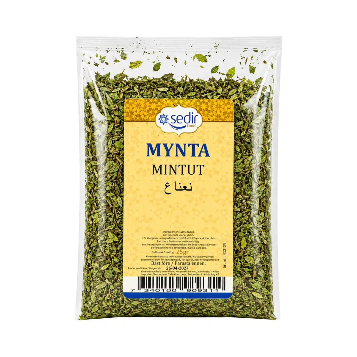 Kryddpåse med torkad mynta, 25 g