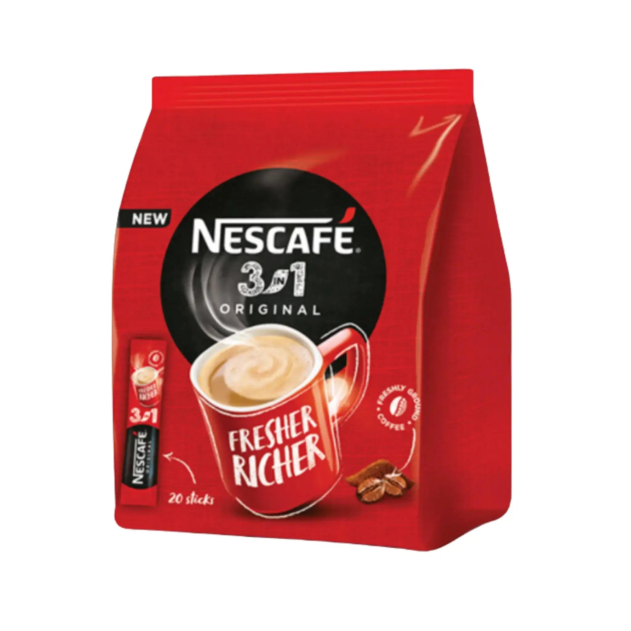 Nescafé 3in1 Classic -nopeakahvipulveri, punainen pakkaus, 20 annosta, kahvituote.