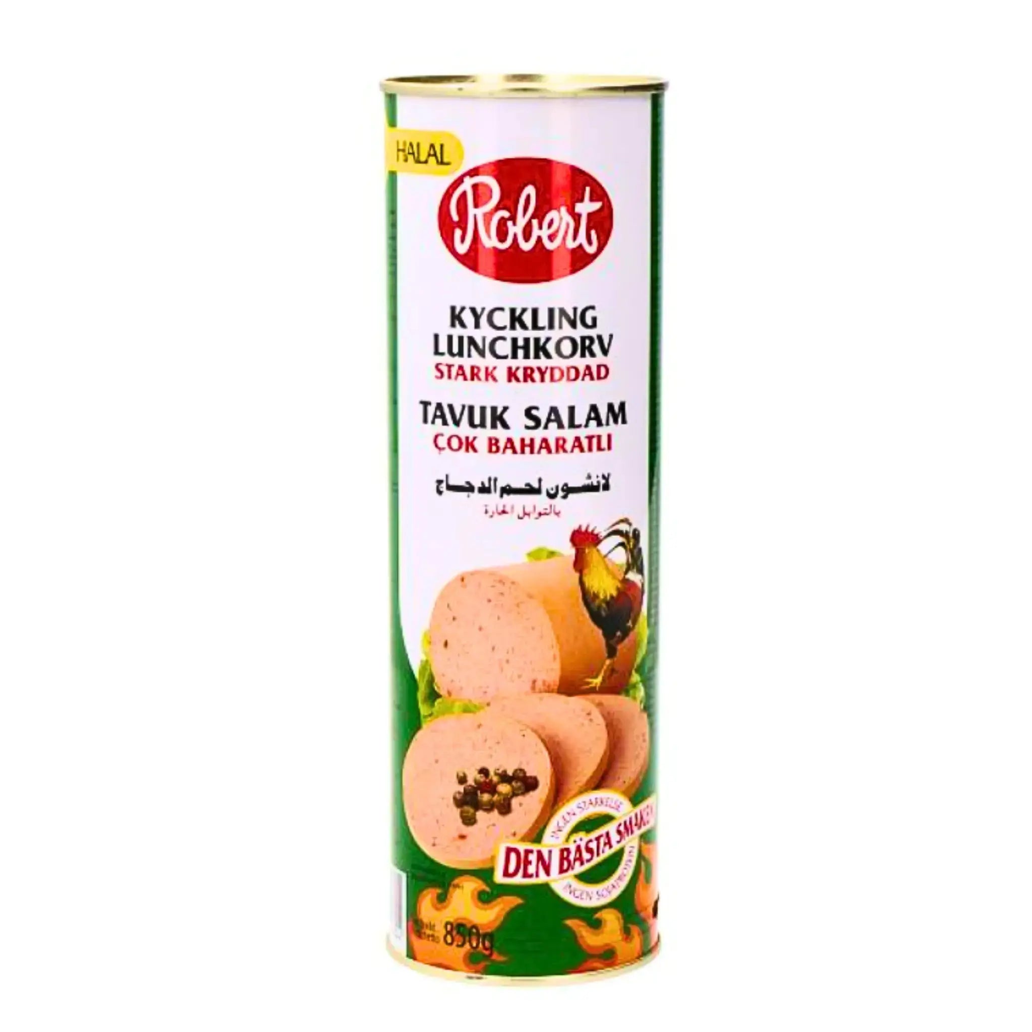 Robert kana lounasmakkara maustettu, halal kanasalami säilyke, 850 g