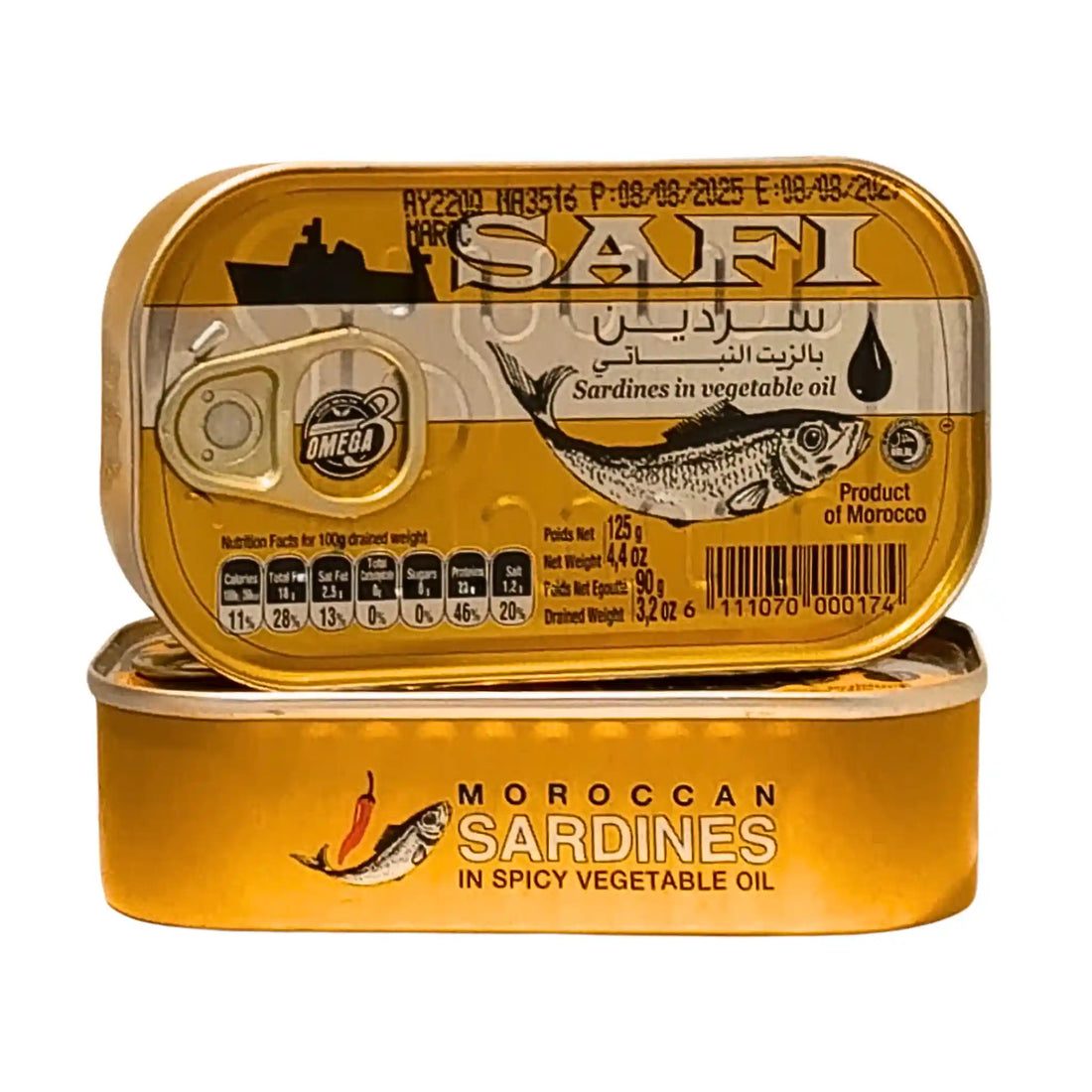 Sardiineja kasviöljyssä, marokkolainen säilykeluukku SAFI-merkillä, 125 g.