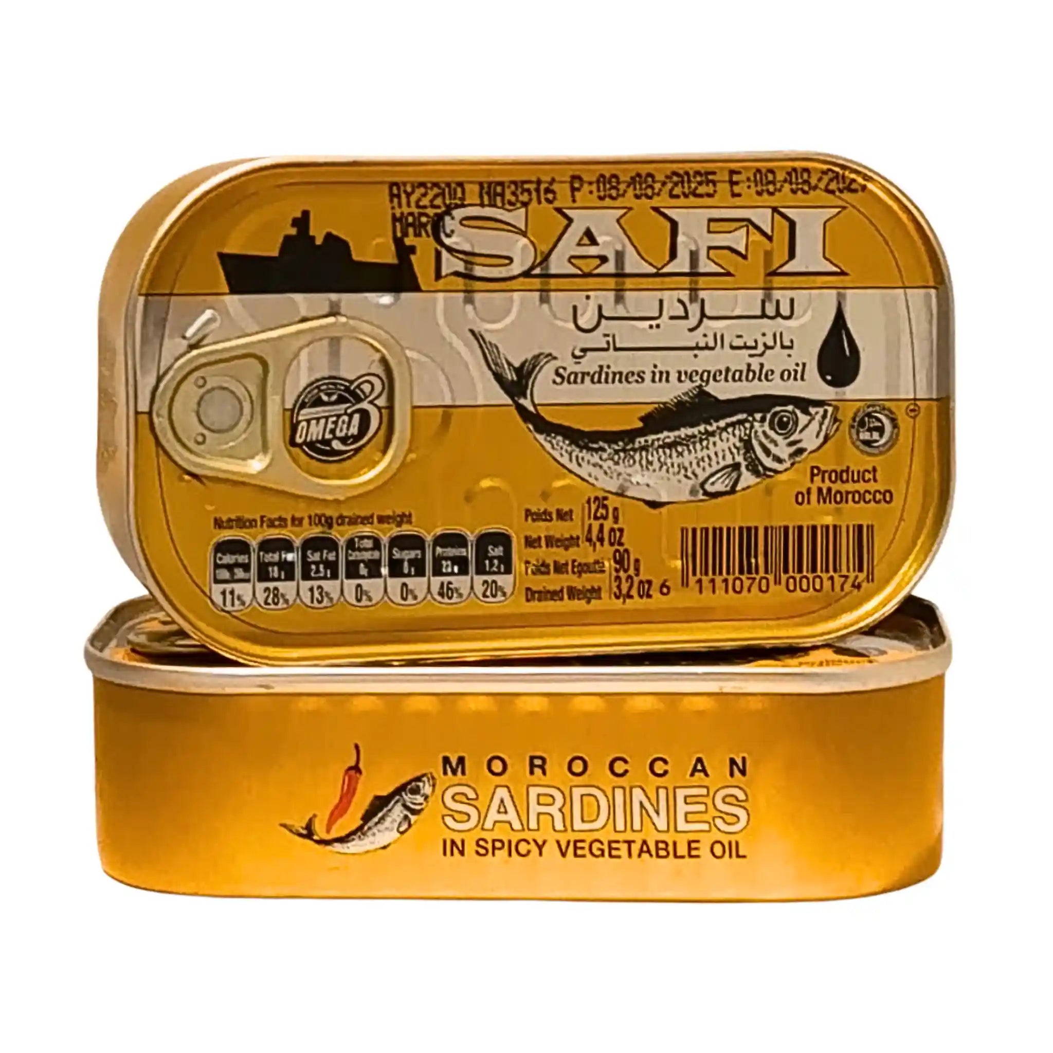 Sardiineja kasviöljyssä, marokkolainen säilykeluukku SAFI-merkillä, 125 g.