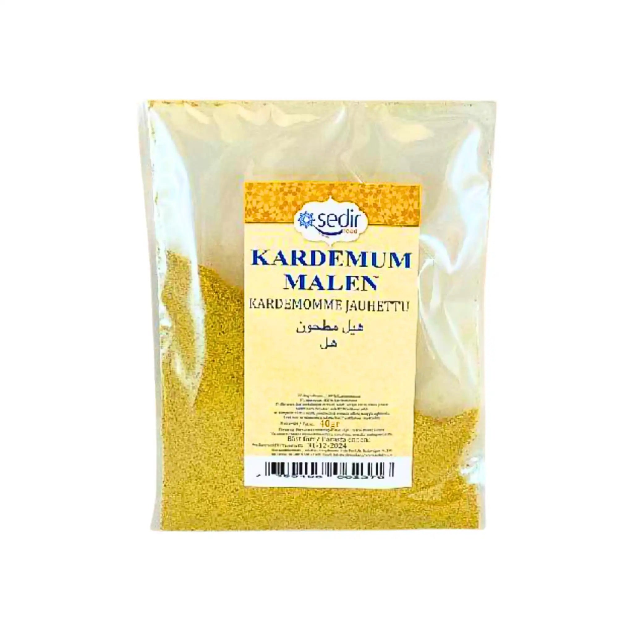 Pussi jauhetta kardemummaa, Sedir, 25g, itämaisia mausteita, läpinäkyvä pakkaus