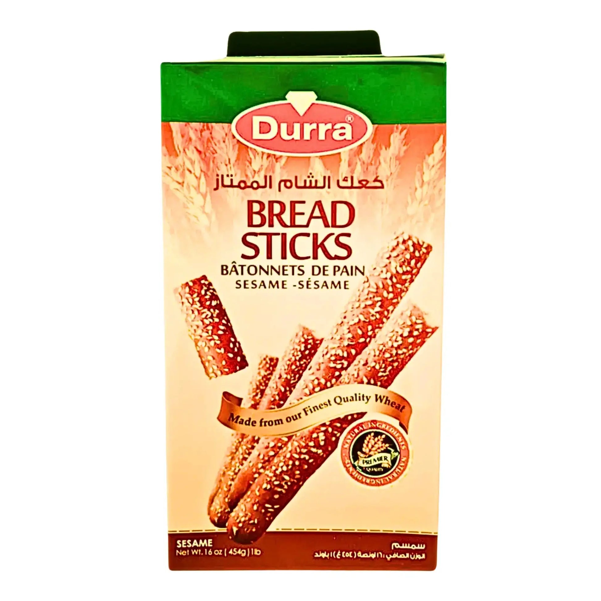 Pakkaus Durra Bread Sticks -sesamkeksiä, itämaalaisia leivonnaisia.