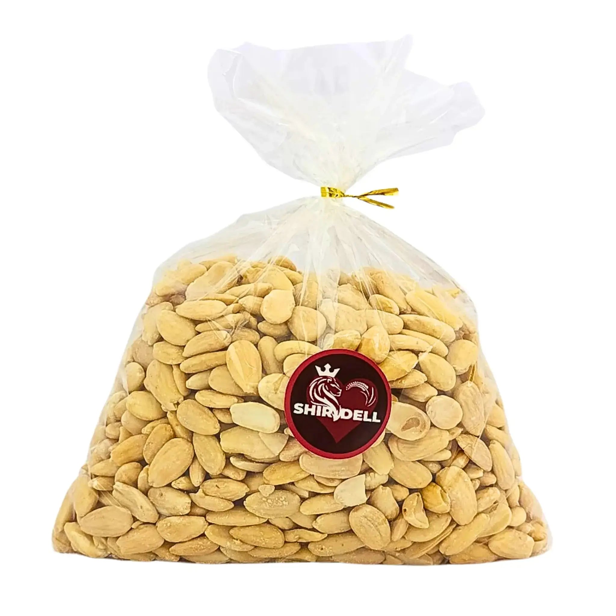 Muovipussi luonnollisia kuorittuja makeamandeleita, 1 kg, itämaisia pähkinöitä.