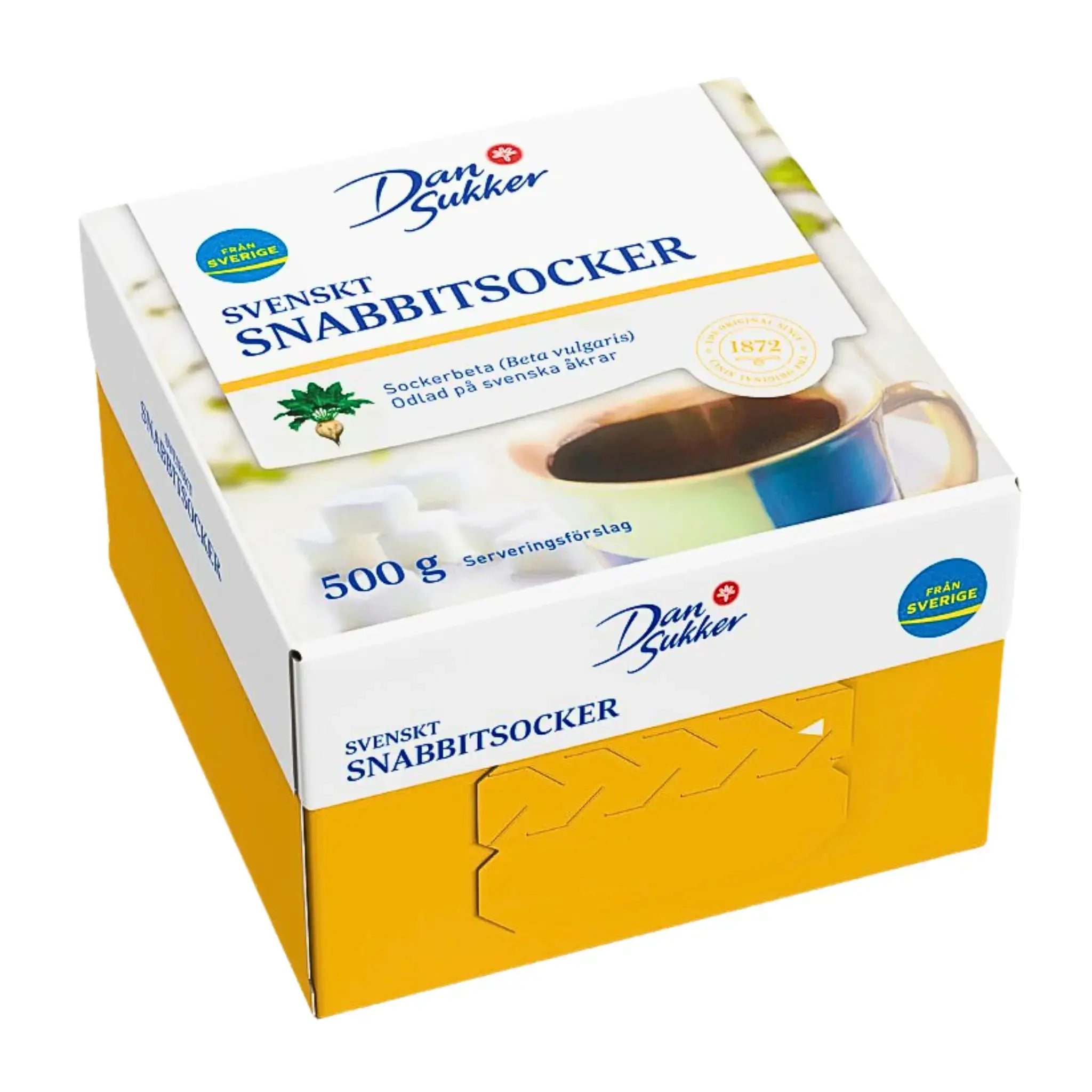 Ruotsalainen pikasokeri 500g laatikossa, sokeripala sokerijuurikkaasta, Dan Sukker
