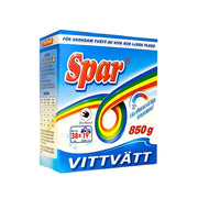 Spar Valka -pesuaine 850 g valkoisille ja vaaleille vaatteille, värikäs pakkaus valkoisella taustalla