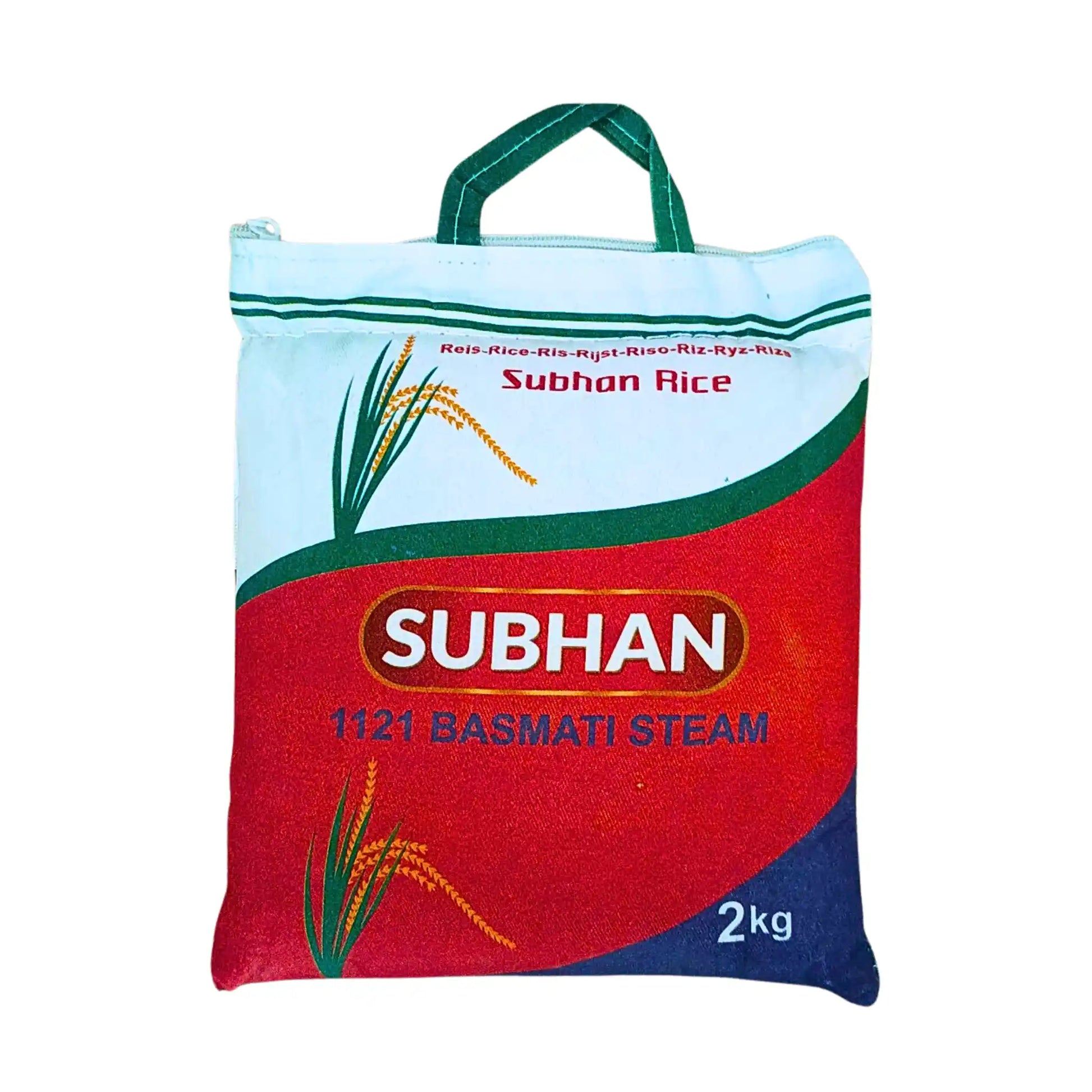 Subhan 1121 Basmati Steam -riisi 2 kg:n pakkaus kahvalla, itämaista riisiä.