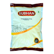 Pakkaus, jossa on Subhan mannajauhetta (seemijauho) hienoa 1 kg, itämaisia perinteisiä elintarvikkeita.