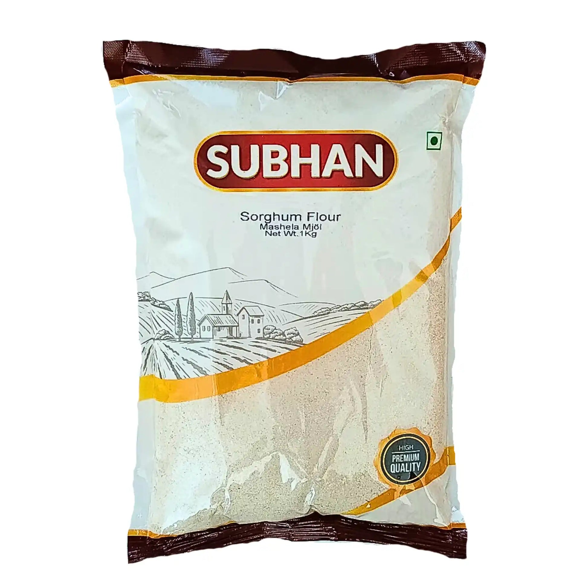 Subhan sorhumyllyä 1 kg pakkauksessa, itämainen gluteeniton jauhe, vaalea kuvaus
