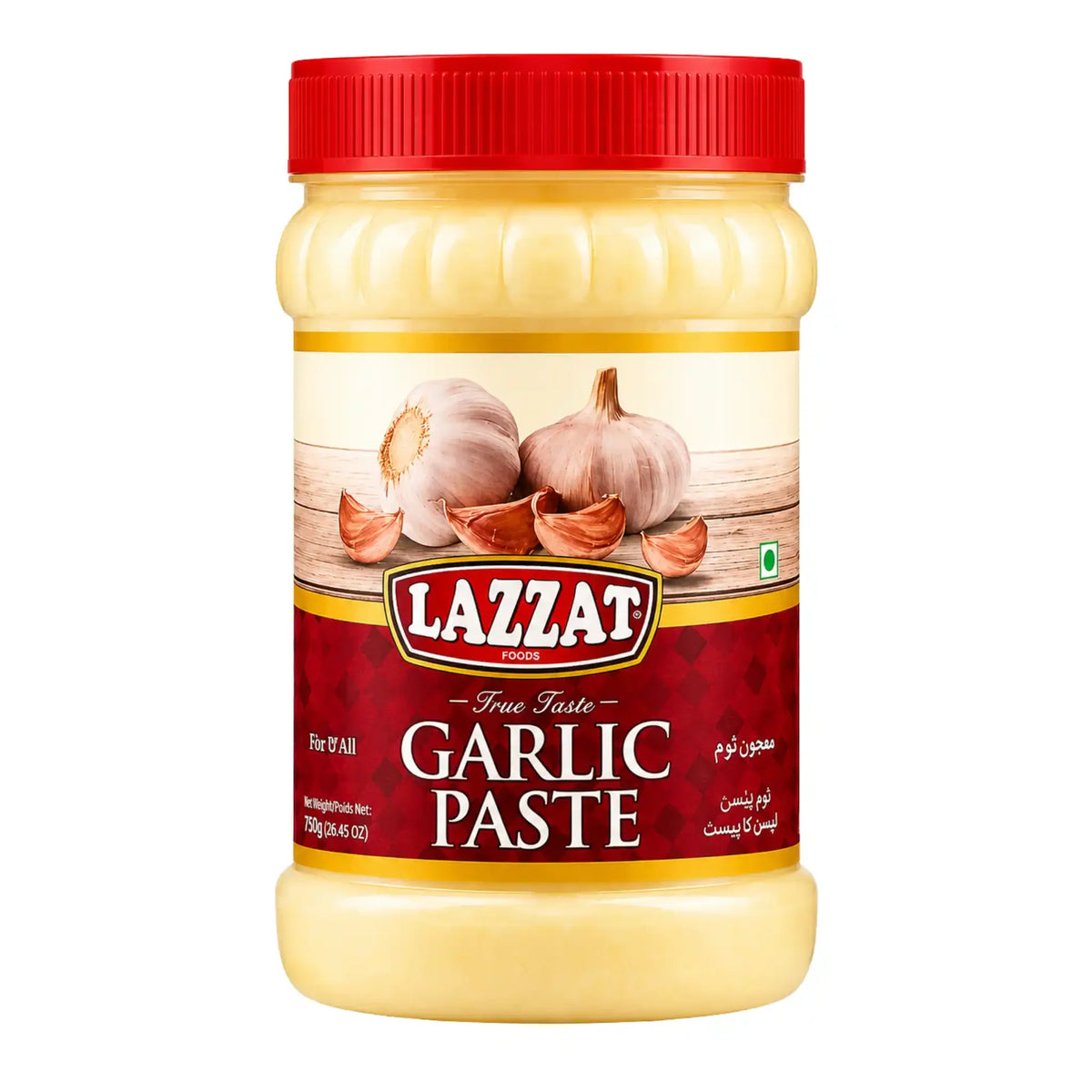 Stor plastburk med Lazzat Garlic Paste 750g – färdig vitlökspuré för matlagning