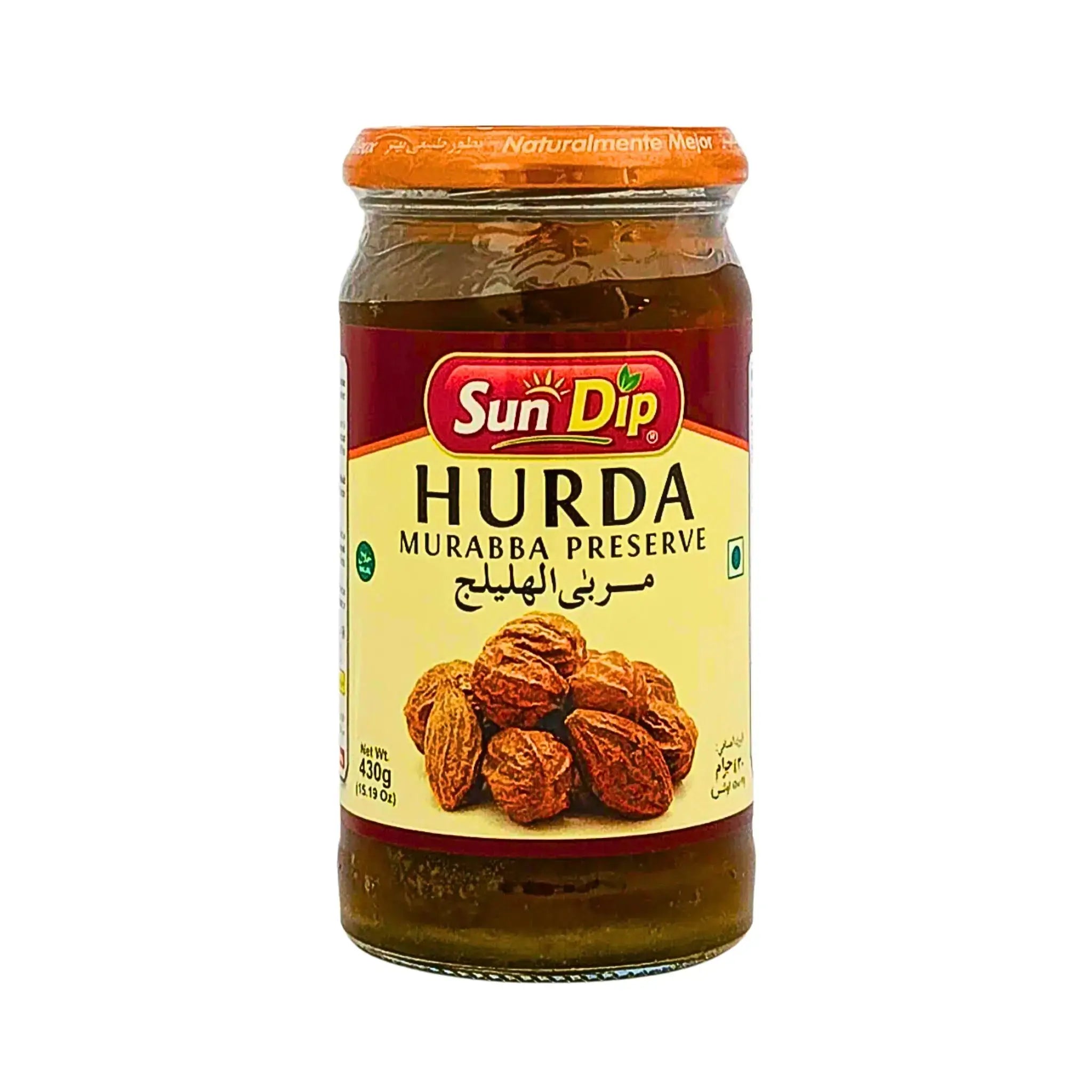Lasipurkki Sun Dip Hurda Murabba -hilloa, itämaiset säilötty hedelmät 430 g