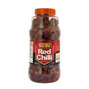 Purkki kokonaisia punaisia chili-papukoita, SunDip Red Chilli Whole, 250 g.