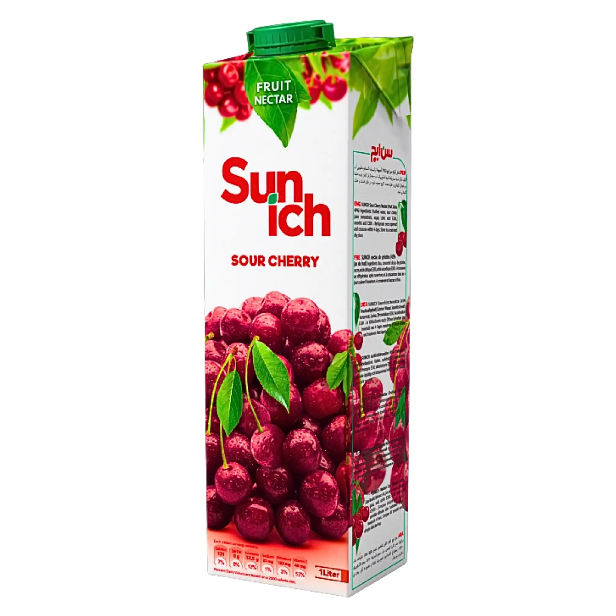 Kartonki hapankaalia, Sunich Sour Cherry 1 litra, pakkauksessa hedelmäkuvio