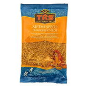 TRS pussi bockhorninviljan siemeniä, 100 g, itämaisia mausteita, oranssi ja sininen pakkaus.