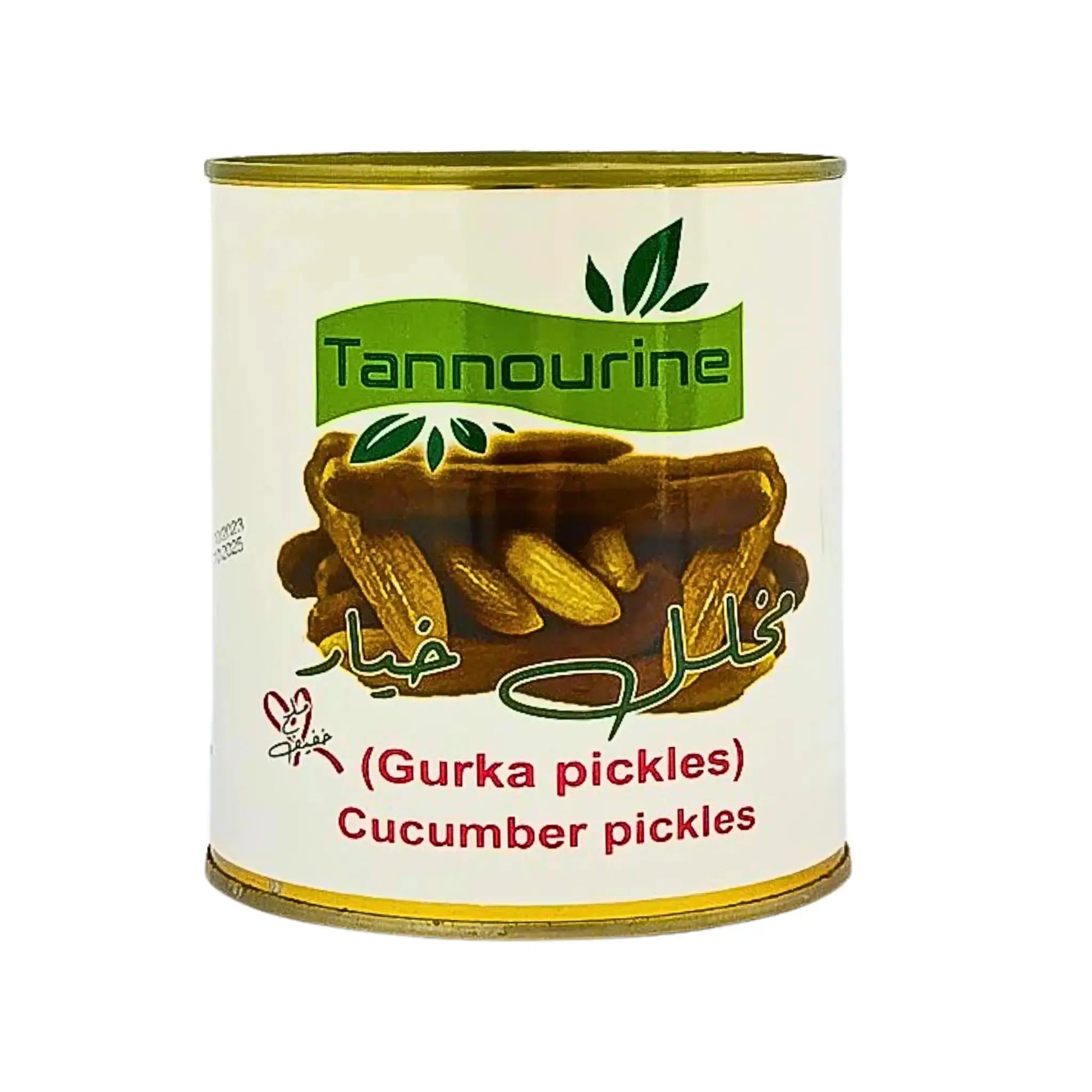 Purkki suolakurkkua Tannourine, 800g, itämaisia kurkkuja, valkoinen tausta