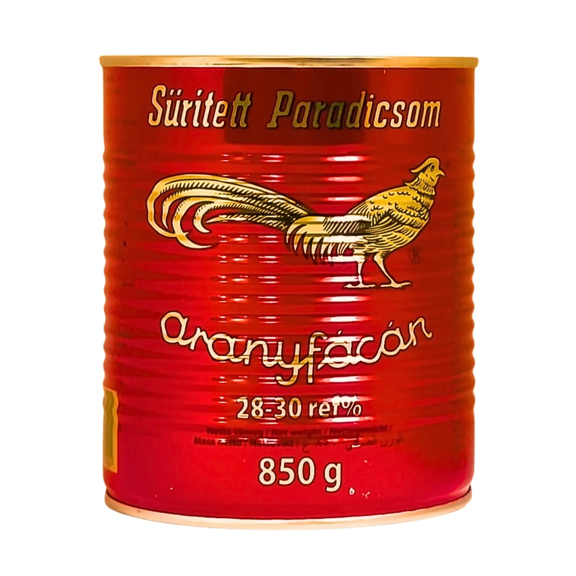 Iso tomaattipastapurkki 850g kultahöyhenselkäkanalla, punainen etiketti, itämaisia perusruoka-aineita