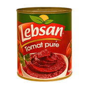 Purkki Lebsan tomaattimurskaa, täyteläinen tomattimaku, hyvin näkyvä etiketti ja punaiset tomaatit.