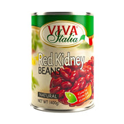 Purkki punaisia papuja, Viva Italia, 400 g, punainen ja vihreä etiketti valkoisella taustalla.