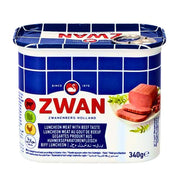Zwan naudanlihamortadella 340 g purkki, halal-liha, itäinen lihavalmiste, viipaloitu naudanlihasalami
