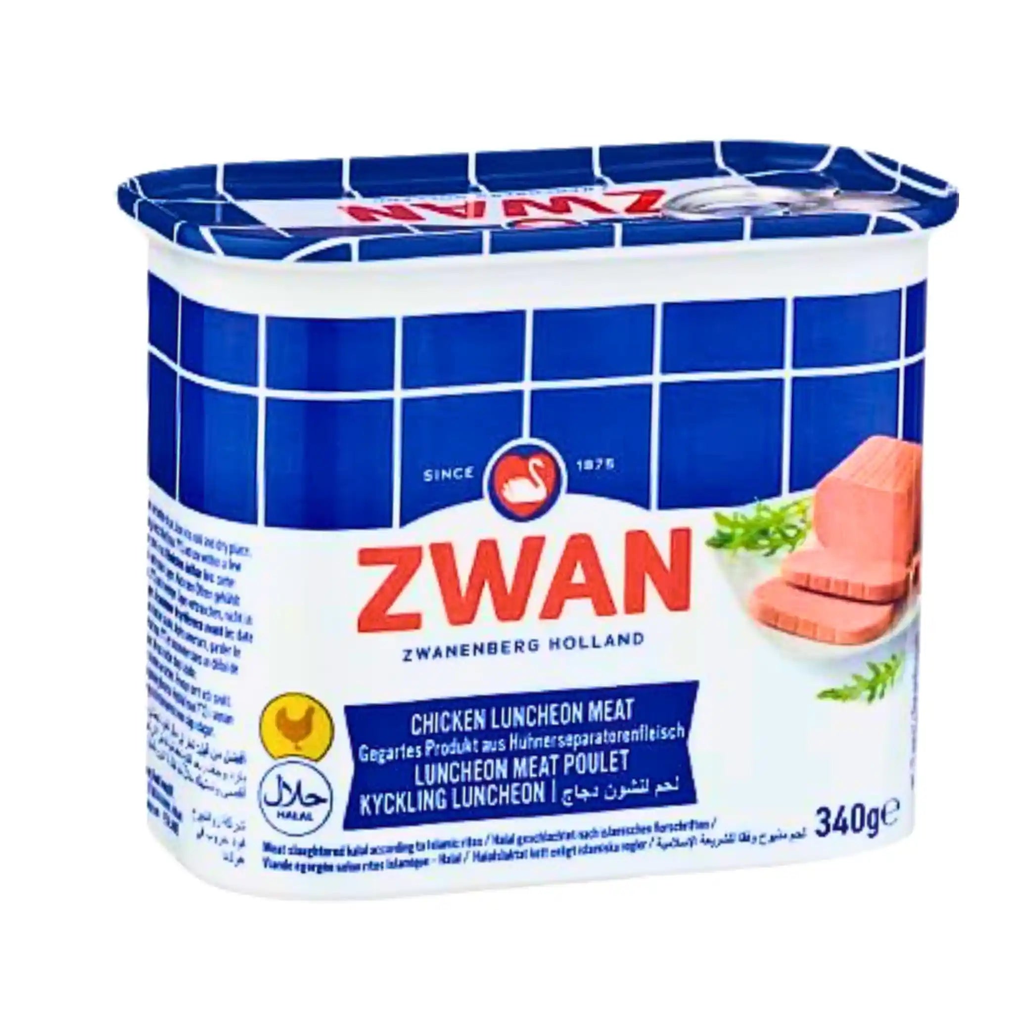 Zwan kananmortadella säilykepussissa 340 g, hellä maku, sininen ja valkoinen pakkaus