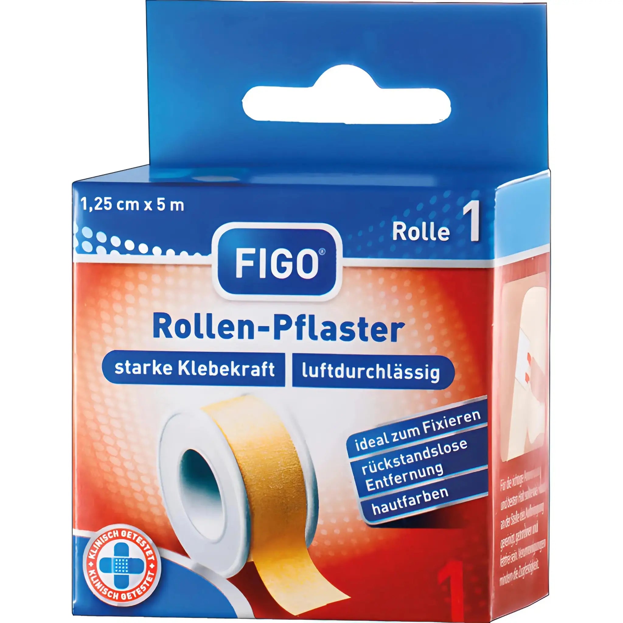 Figo itseliimautuva lääketieteinen sidekela 1,25 cm x 5 m pakkauksessa, ihonvärinen.